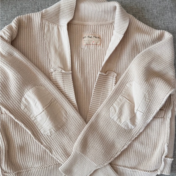 Free People We The Free Worn Thru Surplus knit cardigan size M,Cream color - Picture 3 of 8